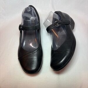 Dansko Black Leather Mary Jane Wedge Heels Buckle Strap Shoes EU 39